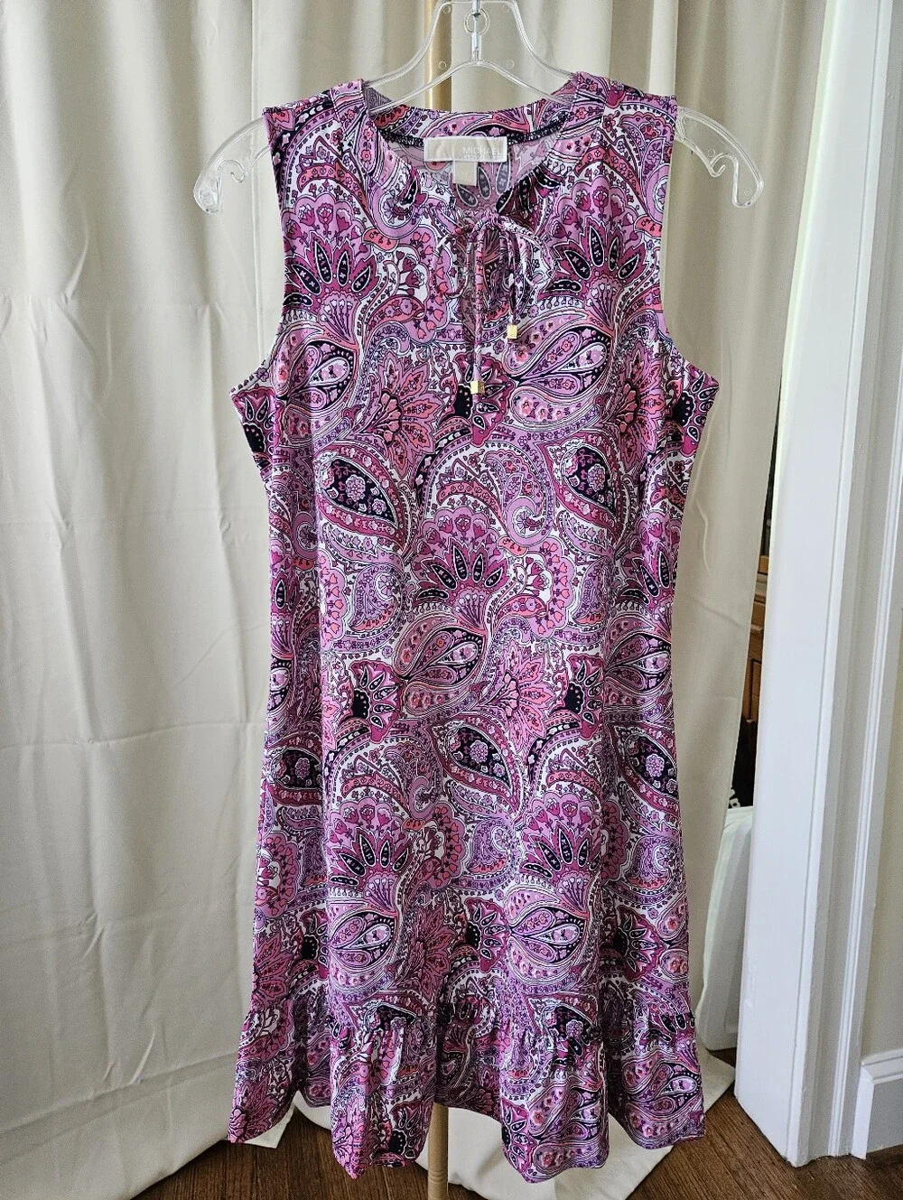 Michael Kors Paisley Pink Sleeveless Ruffle Dress Size XS